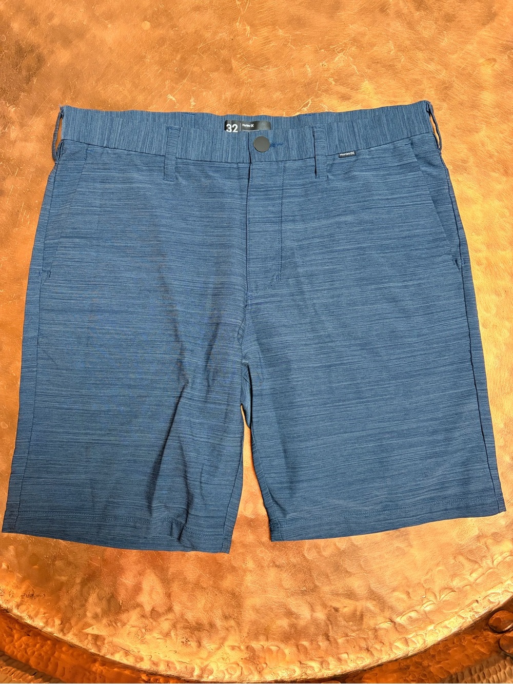 Hurley Men's Blue Flat-Front Stretch Shorts